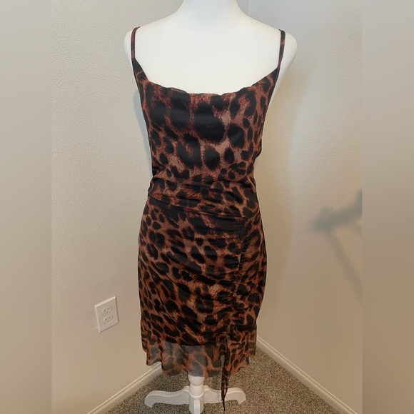 PrettyLittleThing Fiery Black and Orange Dress - Picture 1 of 5